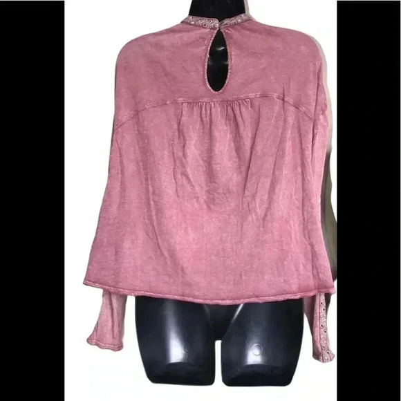 Free People Burnout Embroidered Blouse Size S - Picture 4 of 7